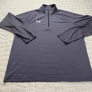 Under Armour Pullover Shirt Mens XL Blue Striped HeatGear Quarter Zip Athletic - Picture 1 of 9