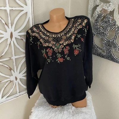 NUEVO CON ETIQUETAS DE COLECCIÓN SUÉTER ACOLCHADO AL HOMBRO DANA SCOTT cuentas medianas emebllsiehd vacaciones Foto 1 de 4