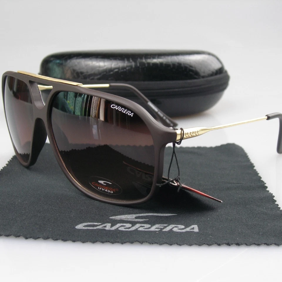 New Men Women Retro Sunglasses Unisex Black Square Frame Carrera Glasses+Box C43 - Image 1 of 1