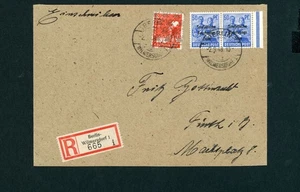Ocupación aliada zonas franqueo mixto carta certificada Berlín Wilmersdorf n Fürth - Imagen 1 de 2