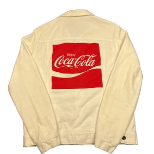 Coca-Cola Big Logo Jeans Jeansjacke Erwachsene Medium weiß durchgehende Knopfleiste - Bild 1 von 11