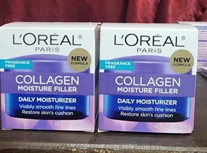 L'Oreal Paris Collagen Fragrance Free Daily Moisturizer | 1.7 oz | Pack of 2 - Picture 1 of 2