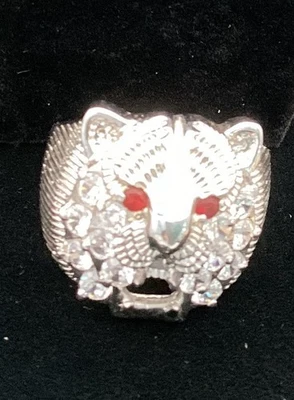 Anillo para hombre nuevo con etiquetas cabeza de león ojo rojo plata esterlina 925 rubí/piedra blanca talla 9 Foto 1 de 4