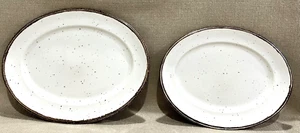 Johnson Bros Desert Sand 12" & 14" OVAL PLATTERS White w/Brown Speckles-Set of 2 - Picture 1 of 17