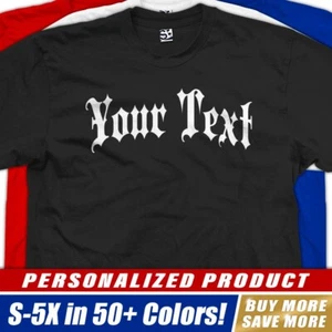Custom Thug T-Shirt Old English Street Life Streetwear Personalized Logo Design - Picture 1 of 10