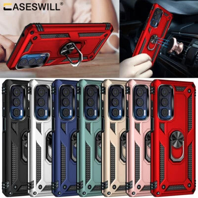 CASESWILL® For Motorola Edge (2021) Case Shockproof Armor Ring Stand Cover+Screen Protector