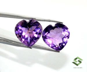 10x10 mm Natural Amethyst Heart Shape Cut Pair 6.21 CTS Loose Certified Gemstone - Picture 1 of 8