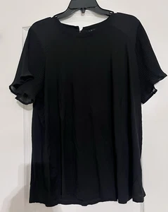 Schwarzes Damenshirt Cable & Gauge mit gerippten Flatterärmeln Größe 1X - Bild 1 von 6