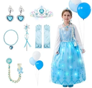 Disney Frozen Elsa Light-Up Princess Dress Costume/Accessories for Girls-Size 6 - Picture 1 of 6