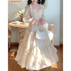 Damska kwadratowa dekolt Długie rękawy latarni Warstwowa sukienka Lolita Ruffles Suknia balowa