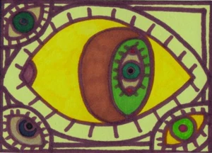 Original Drawing/Painting by Jay Snelling - Outsider Art Brut - Unusual ACEO ATC - Picture 1 of 1