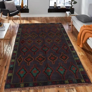 Afghan Baluchi Tribal Wollteppich perfekt für rustikale Wohnakzente 194x121cm - Bild 1 von 2