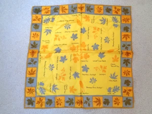 VINTAGE VERA SQUARE SCARF WITH LEAVE DESIGN YELLOW & GRAY SIZE 22 X 22 - Picture 1 of 6