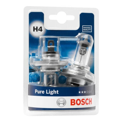 Bosch H4 Pure Light lampes de phare - 12 V 60/55 W P43t - 2 ampoules - Photo 1/4