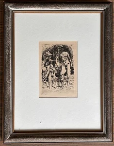 MAX SLEVOGT Signierte Original Radierung Deutscher Expressionismus Abstrakt Figuren Männer - Bild 1 von 6