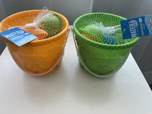 Small Beach Pail Set Of 2 Water sun and fun 6 Piece Beach Bucket Play Set - Picture 1 of 3