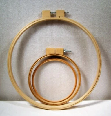 Wooden Embroidery Hoops Needlepoint Quilt Sewing 6.5" 7.5" 13" Wing Nut Vintage - Image 1 of 4