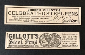 1904 Gillott’s Steel Pen Reklame LOT 2 Paris Goldmedaille Antik Druck AD - Bild 1 von 3