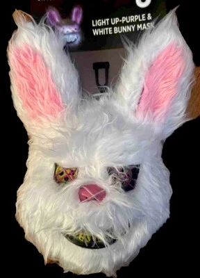 Halloween Cosplay Mask~LED Glow Wire Light Up~Scary Soft Bunny Unisex (PURPLE) - Image 1 of 4