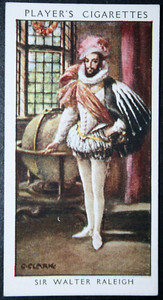 SIR WALTER RALEIGH  Elizabethan Seafarer  Vintage 1930's Card  OC09M