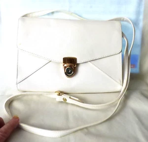 1980s Vintage LIZ CLAIBORNE White Faux Leather Convertible Clutch Shoulder Bag - Picture 1 of 10