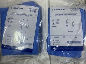 Bata quirúrgica estándar médica 3A nivel 3 desechable talla grande lote de 2 - Imagen 1 de 5