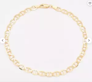 10k Yellow Gold 7" Solid Anchor Mariner Link Chain Bracelet 3.2 mm - Picture 1 of 15