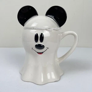 Disney Mickey Mouse Ghost Halloween Mug Cup w/ Lid Topper - Picture 1 of 8
