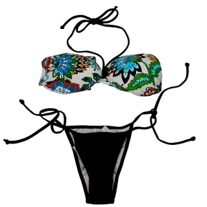 AGUA DOCHE Floral Bikini Set Tie Strap Swimsuit Neu mit Etikett Small Boho Brazil - Bild 1 von 8