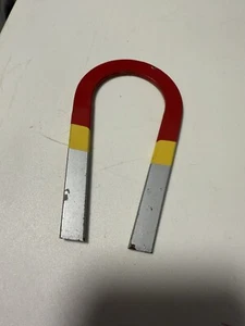 Vintage 1960s Classic Horseshoe Magnet Red Yellow Silver - Picture 1 of 2