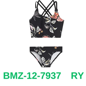 Kanu Surf Girls' Waverly UPF 50+ Beach Sport Criss-Cross Tankini, Reese Black,10 - Picture 1 of 2