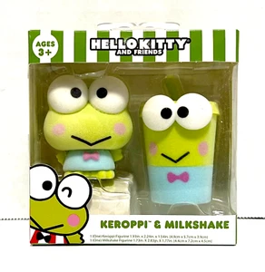 Juego de estatuillas flocadas de Hello Kitty y amigos - Keroppi y batido - COMO NUEVAS - Imagen 1 de 6