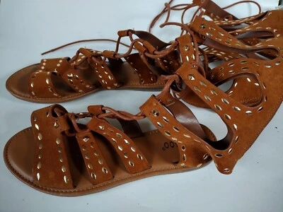 Sandalias de bambú hasta la rodilla para mujer con cordones y cremallera talla 7 1/2" #716 Foto 1 de 4