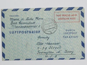 Ganzsache LF 3 Stuttgart 7.1.1951 in die USA   - Picture 1 of 2