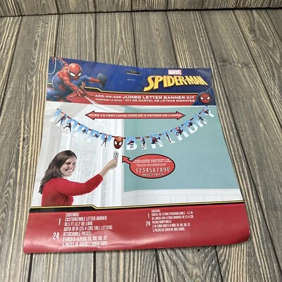 Marvel Spider-Man Añadir una Edad Feliz Cumpleaños Jumbo Letra Banner Kit 10 Pies de Largo Foto 1 de 4