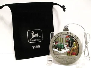 *John Deere M Tractor 1999 Hand Painted Pewter Christmas Ornament 4th Church jd - Picture 1 of 4