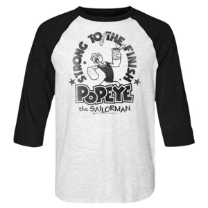 Popeye The Sailor Man Cartoon Popeye Strong To The Finish Men's Raglan T Shirt  - Picture 1 of 3
