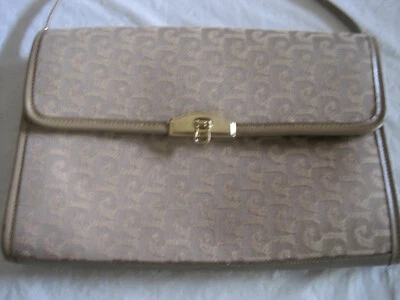 Винтажный Pierre Cardin застежки/сумочки/дамская сумка ~ подпись печать кожаная отделка ~ LBDCM - Изображение 1 из 4