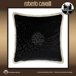 ROBERTO CAVALLI HOME | MONOGRAM Black Reversible Cushion Cover with Filler - Picture 1 of 13