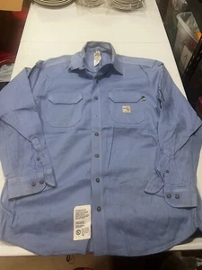 Preowned Carhartt Large RG light blue Fire Resistant Shirt 294-80 ARC2 - Picture 1 of 7