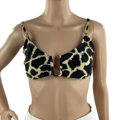 Top de biquíni Nasty Gal Swim EUA 8 estampa girafa bralette preto creme - Imagem 1 de 4
