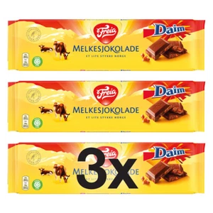 3x Freia Daim Melkesjokolade 200g - Norwegian Chocolate - Picture 1 of 3