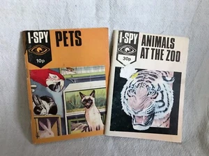 I-Spy Animals at the Zoo and Pets, Big Chief I-Spy, vintage - Imagen 1 de 2