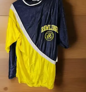 Vintage Rawlings Satin Color Block T Shirt Navy Yellow Medium NWT Basketball - Picture 1 of 9