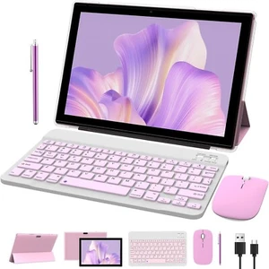 2 in 1 Tablet 10 Inch Android 14 OS Tableta, Tablets with Keyboard, Mouse, Case, - Picture 1 of 8