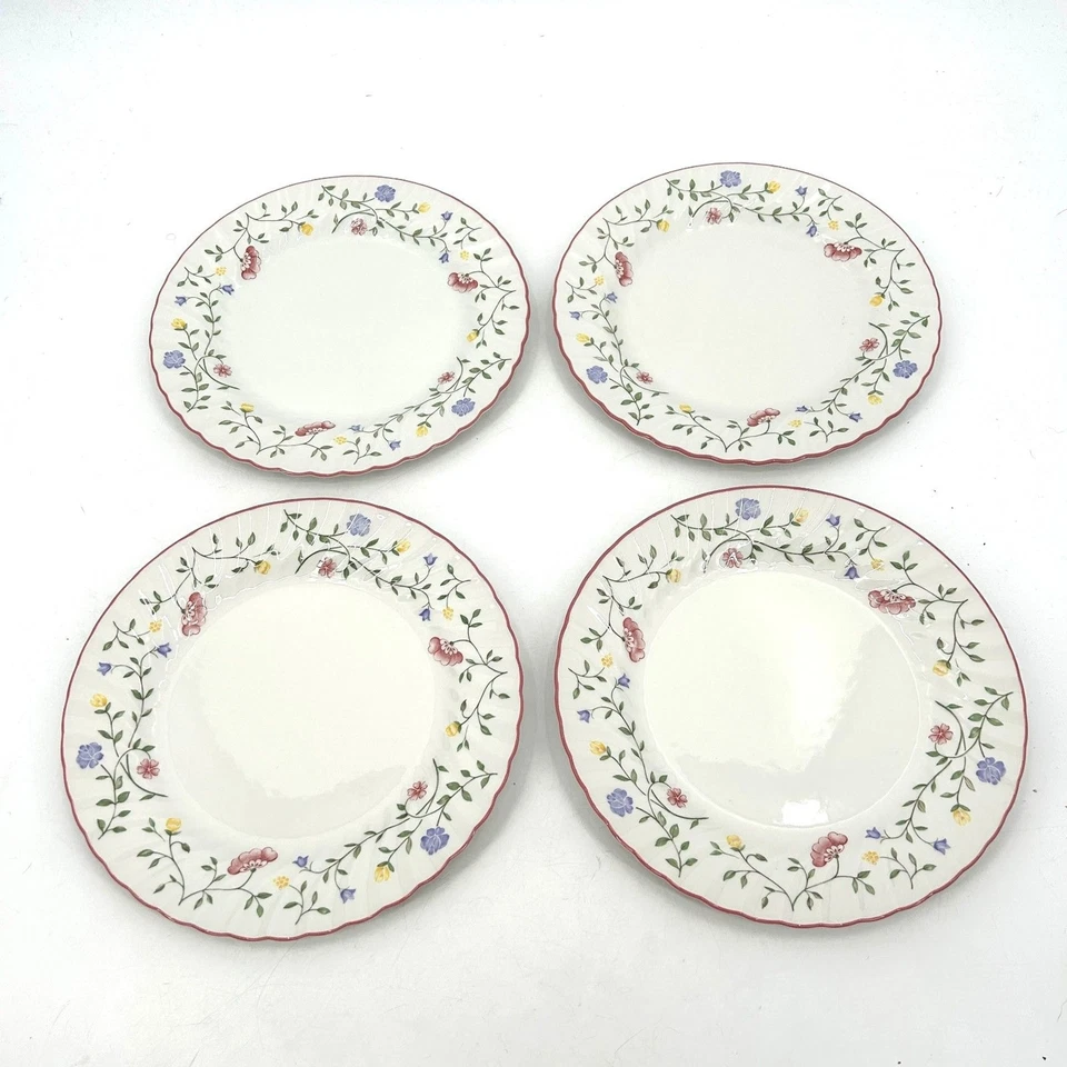 JOHNSON BROS. Juego de 4 Platos de Cena Inglaterra Vintage China Blanco Floral 9.75" Foto 1 de 4