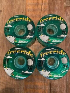 Free Ride Skateboard Wheels 70mm 78a Bluish/Green Rounded Edges Center Set NEW - Picture 1 of 5