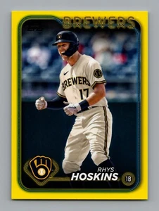2024 Topps #357 Rhys Hoskins gelb Einzelhandel Milwaukee Brauer - Bild 1 von 2