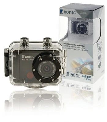 FULL HD BLACK ACTION CAM CAMERA 1080P, WATERPROOF HOUSING + MOUNTS, CSAC300 - Image 1 of 4