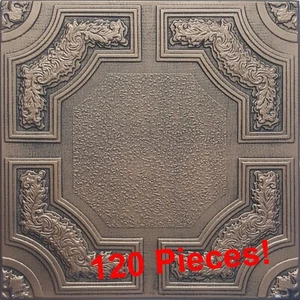 Azulejos de techo, pegamento, 20"" x 20", espuma decorativa, negro bronce CARACAS, 120 piezas - Imagen 1 de 5